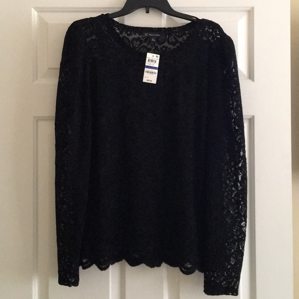 Black lace top with tank under.